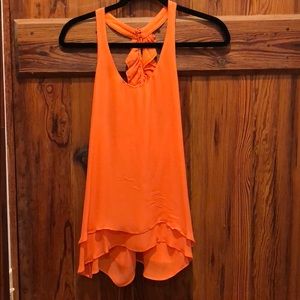 Parker ruffle racerback silk tank